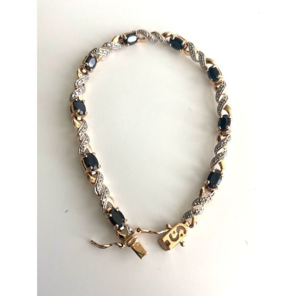 Striking Gold 925 Vermeil, Silver & Black Onyx Bracelet - Picture 16 of 16